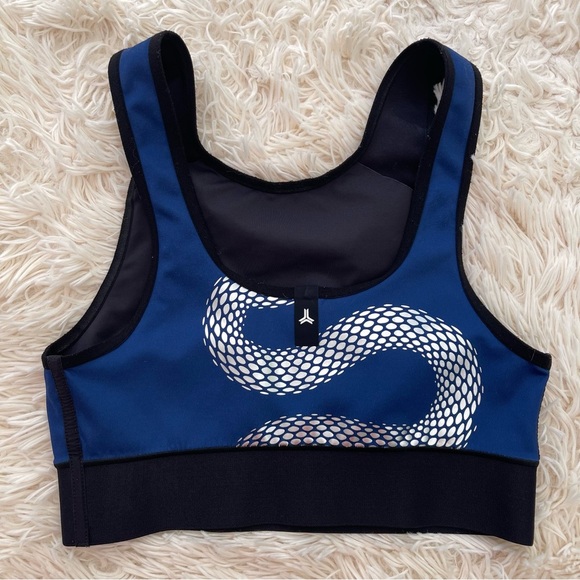 Ultracor Silver Serpent Bonded Eros Navy Blue Crop Top Scoop Neck Sports Bra XS - Picture 3 of 6